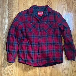Coleman Men’s Fleece Lined Sherpa Flannel Button Down Shirt Jacket Medium